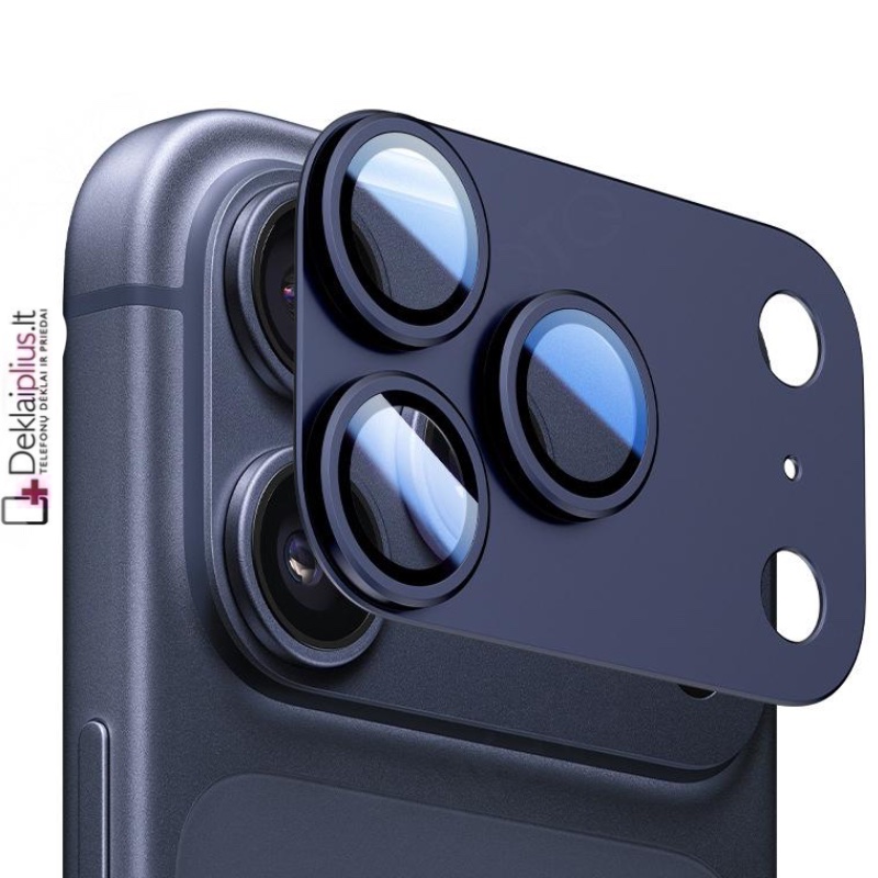 Telefono galinės kameros grūdintas stiklas - pilnai dengiantis - mėlynas (Apple Iphone 17 Pro Max) Telefono galinės kameros grūdintas stiklas - pilnai dengiantis - mėlynas (Apple Iphone 17 Pro Max)